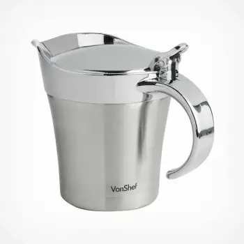 Kaninë salce e izolume VonShef 1507151, 500 ml, çelik inox me izolim të dyfishtë, kapak me mentesha, argjendtë