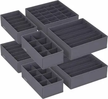 Kuti organizuese për të brendshme SONGMICS RUS08GY, të palosshme, 32 x 32 x 10 cm / 32 x 16 x 10 cm, gri, set 8 copë