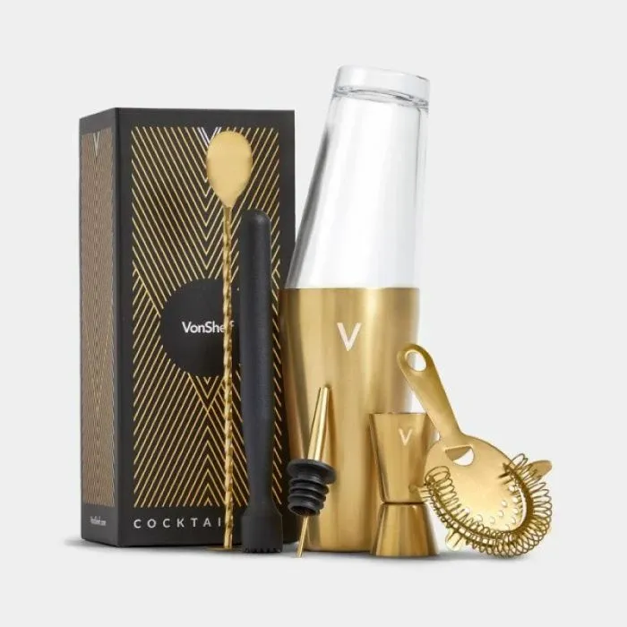 Set për kokteje Vonshef Boston Shaker 550ml, 6 copë, ari - 1