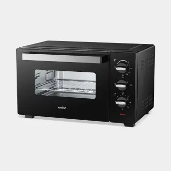 furrë mini elektrike VONSHEF 2000145, 23L, 1400W, 90-230°C, timer 60 min, e zezë, me raft dhe tepsi