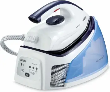 Hekur me stacion avulli UFESA PL2450, 2400W, 6 bar, rezervuar 1.5L, pllakë qeramike, blu/bardhë