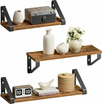 Raft muri VASAGLE LWS33BX 40×15×10.5 cm, kapacitet 5 kg (secili), set 2 copë, rustic brown/zi