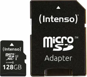 Kartë memorje MicroSDXC Intenso Professional, 128GB, Class 10 UHS I U3, e zezë