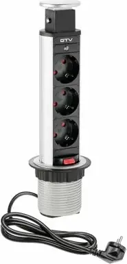 Prizë e integrume GTV AE-BPW3S60-80, 3x220V, Ø60mm, 3500W, kabllo 1.5m, IP20, gri