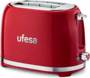 toster buke UFESA Classic PinUp 71305516 850W, 2 slote, 7 nivele pjekje, kuqe/bardhë