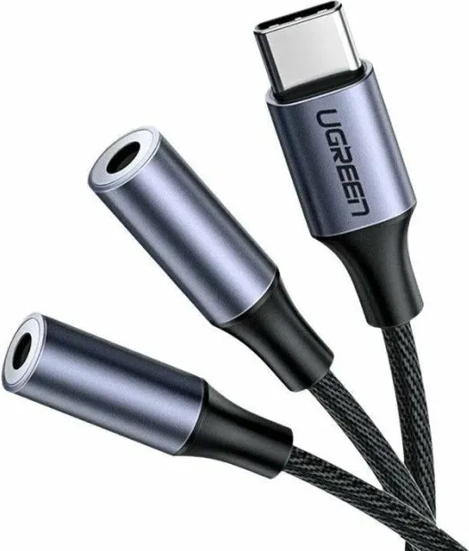 Adapter audio USB-C në 2x 3.5 mm UGREEN 30732, 25 cm, argjend, polybag - 3