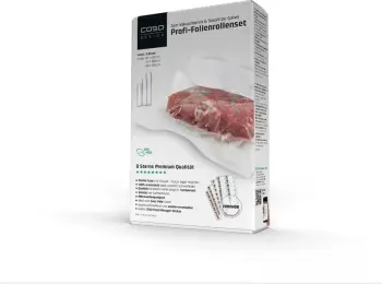 Set folie për vakum CASO 1231, 3 rrotulla (20×600 cm, 25×600 cm, 30×600 cm), 150 µm, për Sous Vide, transparente, set 3 copë