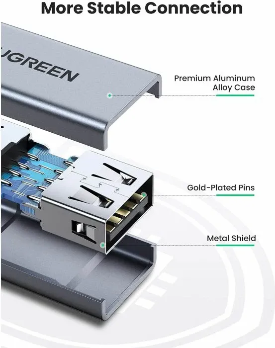 Adapter USB-A në USB-A UGREEN 20119, USB 3.0 5Gbps, female-female, 2A, gri, 1 copë (polybag) - 3