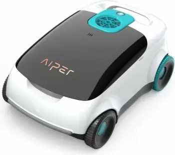 robot pastrues pishine AIPER Scuba L1, me bateri 7800mAh, 250 LPM, deri 100m², 100 min, bardh/zi me detaje turkeze