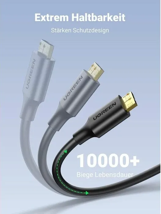 Kabllo USB 3.0 UGREEN 10840 USB-A në Micro-B, 0.5 m, e zezë - 5