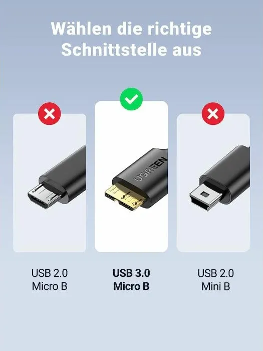 Kabllo USB 3.0 UGREEN 10840 USB-A në Micro-B, 0.5 m, e zezë - 6