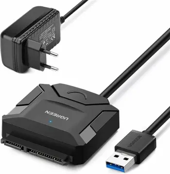 Adapter USB 3.0 në SATA UGREEN 20611 për HDD/SSD 2.5"/3.5" deri 12TB, me furnizues 12V/2A, i zi