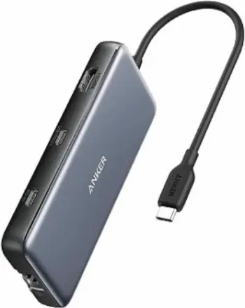 Hub USB-C Anker 555 (A83830A2), 8-në-1, HDMI 4K, 100W PD, 10Gb/s, SD/microSD, gri e errët