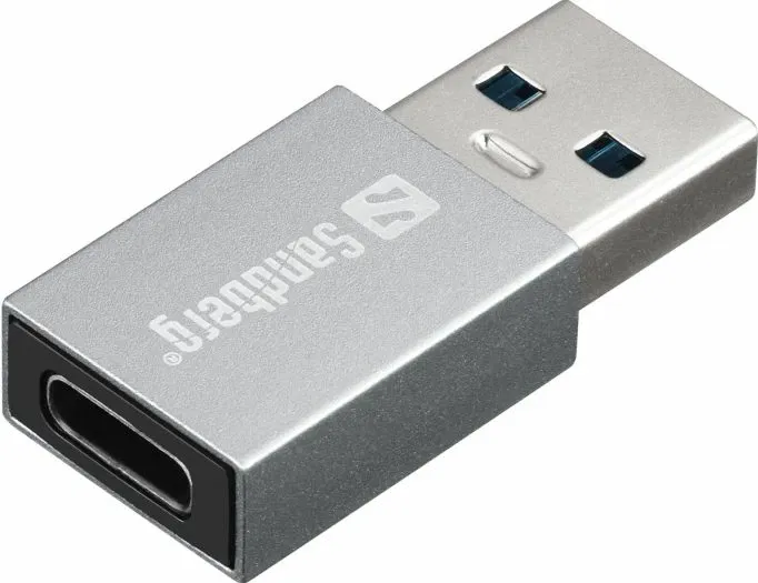 adapter USB-A në USB-C SANDBERG 136-46, USB 3.1 Gen 1/3.0/2.0/1.1, argjend - 1