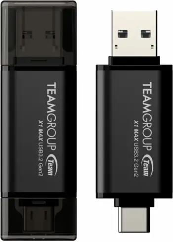 USB memorje TEAMGROUP X1 MAX 512GB USB 3.2 Gen2 x1 1000/900 MB/s dual (USB-A + USB-C), e zezë