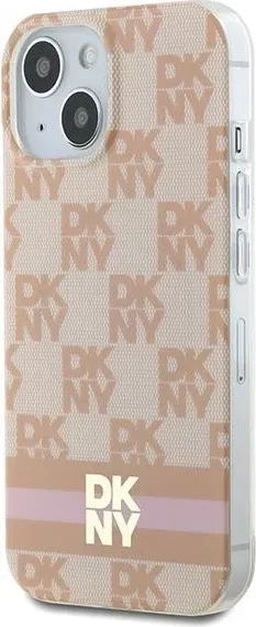 Mbështjellës DKNY IML Checkered Mono Pattern & Printed Stripes MagSafe për iPhone 15/14/13, Rozë - 2