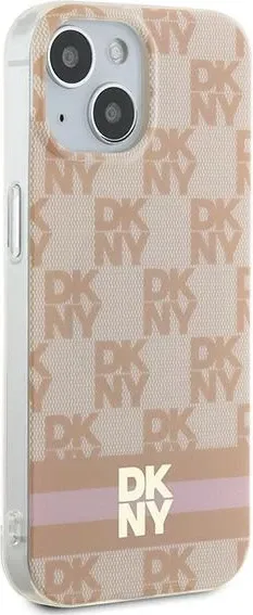 Mbështjellës DKNY IML Checkered Mono Pattern & Printed Stripes MagSafe për iPhone 15/14/13, Rozë - 4