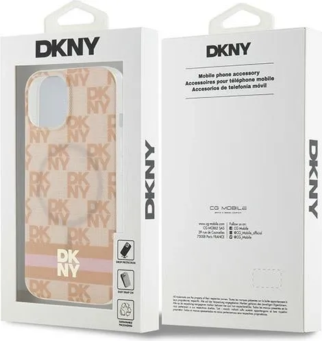 Mbështjellës DKNY IML Checkered Mono Pattern & Printed Stripes MagSafe për iPhone 15/14/13, Rozë - 8