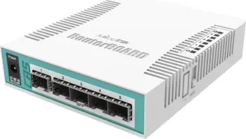Switch MIKROTIK CRS106-1C-5S, 1x Gigabit Ethernet/SFP combo + 5x SFP 1.25Gbps, RouterOS L5, me adapter rryme, i bardhë