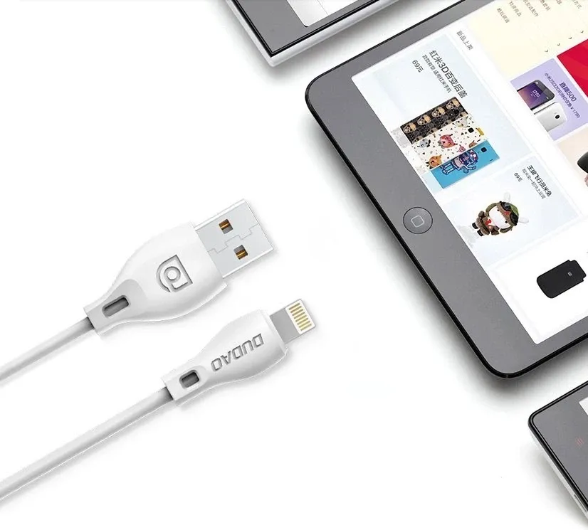 Kabllo USB në Lightning, Dudao L4L, 1 m, 2.4A, USB 2.0, e bardhë - 4