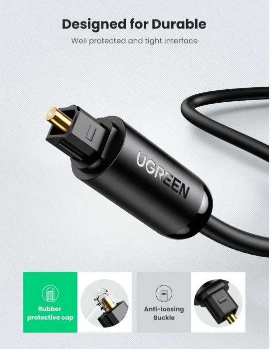 kabl audio optik Toslink UGREEN 70890 1 m, i zi, polybag - 3
