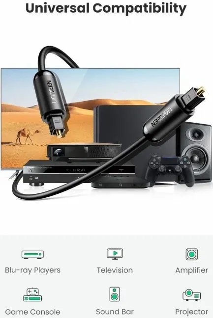 kabl audio optik Toslink UGREEN 70890 1 m, i zi, polybag - 6