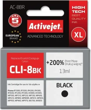 Kartrixh bojë ACTIVEJET CLI-8BK AC-8BR 13 ml, e zezë