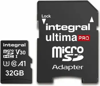 Kartelë memorje microSD Integral INMSDH32G-100/70V30 32GB UHS-I U3 V30 A1 100MB/s me adapter SD, e zezë