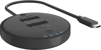 stacion dokimi dhe klonimi ICYBOX IB-1612MCL-C31 për 2x M.2 NVMe SSD, USB-C 10 Gbit/s, klonim offline, i zi, set me adaptor rryme dhe kabllo USB-C