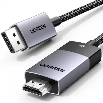 Kabllo DisplayPort në HDMI UGREEN 80397 8K@60Hz 2 m, e zezë/gri