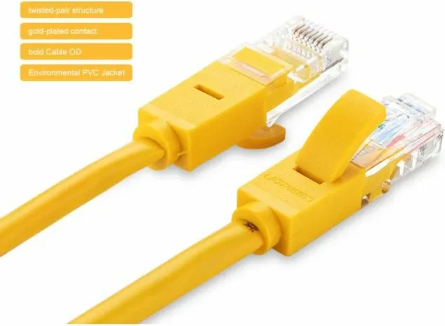 kabllo LAN UGREEN Cat5e UTP 5m RJ45, e verdhë, polybag - 1