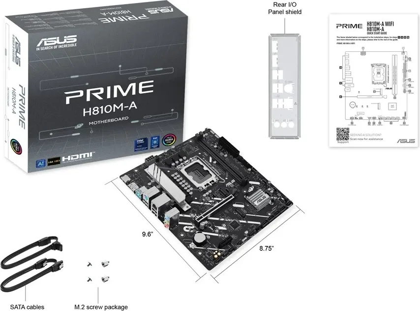 Pllakë amë ASUS PRIME H810M-A-CSM, Intel H810, micro ATX, E zezë - 5