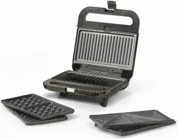 Toster 3-në-1 UFESA Robson 71408012, 850 W, pllaka të heqshme për sanduiça/waflla/grill, i zi