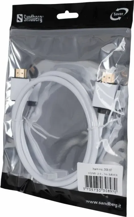 Kabllo HDMI SANDBERG 308-97 HDMI 2.0 1 m, e bardhë - 3