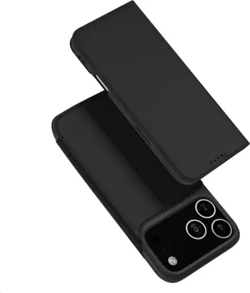 Mbështjellës Dux Ducis Skin Pro për iPhone 17 Pro Max, me flip dhe xhep për kartela, i zi