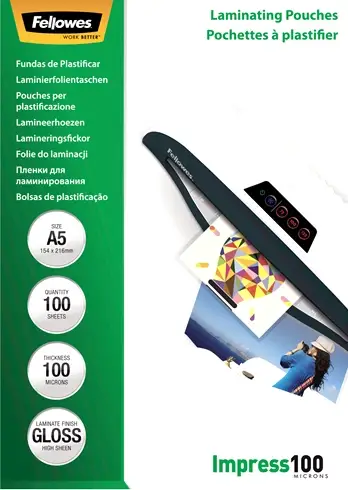 pocheta laminimi Fellowes Impress100 A5 100 mikron, paketim 100 copë