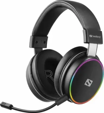 Kufje wireless SANDBERG HeroBlaster 126-42, Bluetooth 5.4, 50 mm driver, me mikrofon të ndashëm, AUX 3.5 mm, RGB, të zeza, set 5 copë
