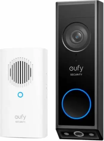Zilë dere me kamerë Anker Eufy Security E340 2K, dual kamera, 8GB storage lokal, me njësi të brendshme (chime), zi/bardhë