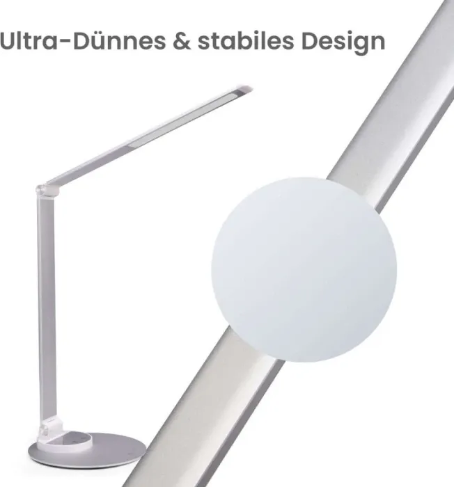 Llambë tavoline LED, TAOTRONICS TT-DL22, ultra slim, 10 W, me USB, argjend - 2