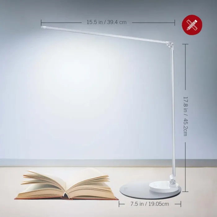 Llambë tavoline LED, TAOTRONICS TT-DL22, ultra slim, 10 W, me USB, argjend - 7