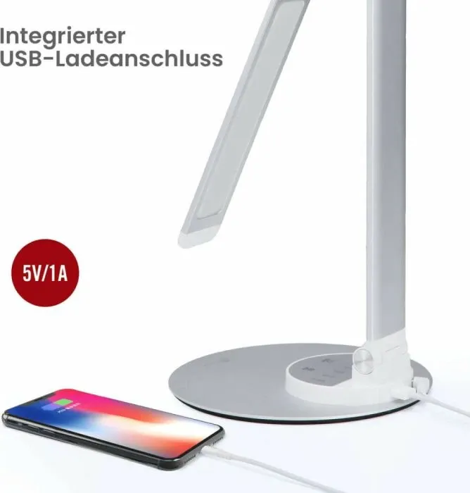 Llambë tavoline LED, TAOTRONICS TT-DL22, ultra slim, 10 W, me USB, argjend - 8