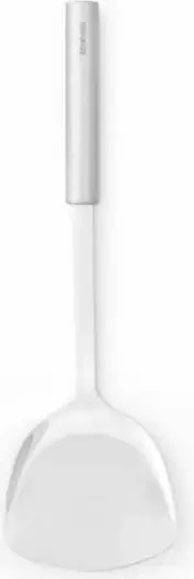 Spatulë për wok Brabantia 250927, çelik inox, ergonomike, e përshtatshme për lavastovilje, e bardhë