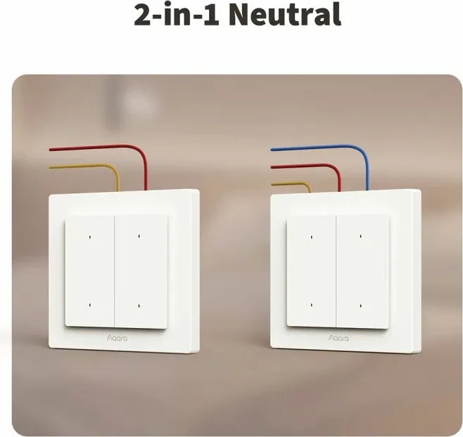 Switch dritash smart AQARA H2 EU WS-K07D, 2 butona, 1 kanal, Matter over Thread/Zigbee, i bardhë, paketim 1 copë - 2