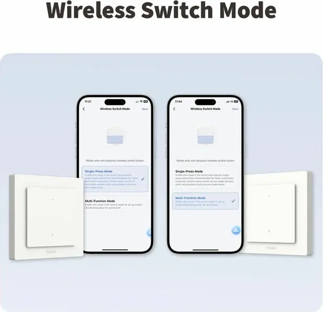 Switch dritash smart AQARA H2 EU WS-K07D, 2 butona, 1 kanal, Matter over Thread/Zigbee, i bardhë, paketim 1 copë - 4