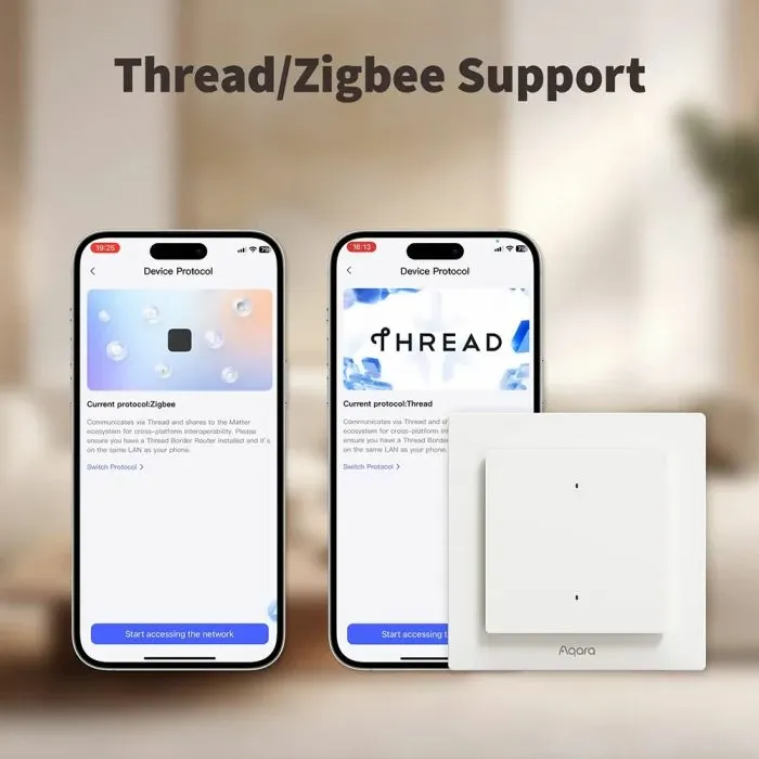 Switch dritash smart AQARA H2 EU WS-K07D, 2 butona, 1 kanal, Matter over Thread/Zigbee, i bardhë, paketim 1 copë - 8