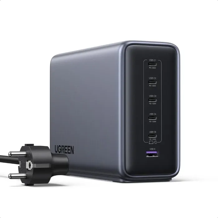 Karikues USB desktop UGREEN Nexode 55550B 500W GaN, 6 porta (5xUSB-C, 1xUSB-A), Space Gray - 1