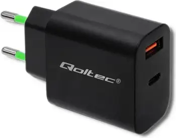 Karikues Qoltec 18W, USB typ C PD, USB QC 3.0, i zi