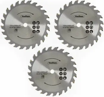 Set tehësh zëvendësues për sharrë rrethore VONHAUS E-Series MPN 3500176 115mm vrimë 9.5mm karabit tungsteni, argjend, set 3 copë