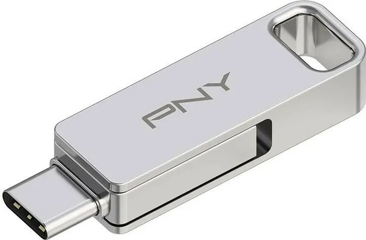 USB PNY Duo-Link, 128GB, USB Type-C dhe USB, argjendi - 3
