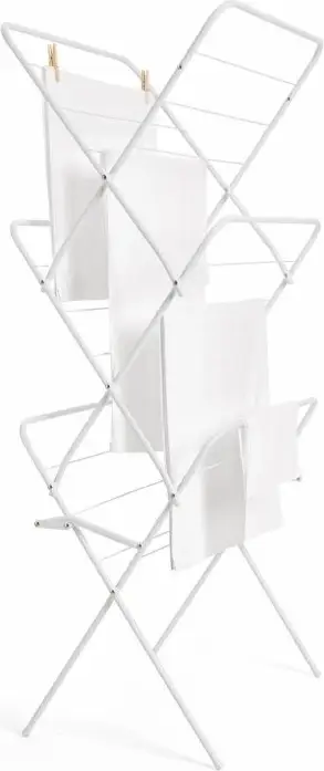Tharëse rrobash vertikale Rayen 0036.01, palosëse, 14 m sipërfaqe tharjeje, 61 x 138 x 44.5 cm, çelik inox, e bardhë